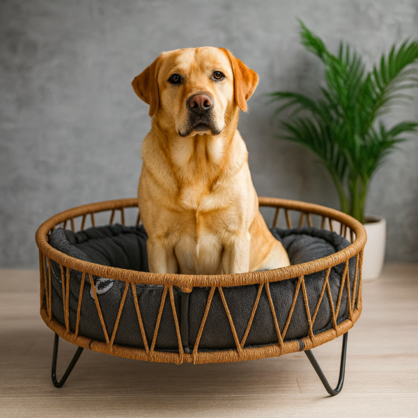 Cama para mascotas 80 cm + Almohadón reversible + Base de Contención (Razas Grandes)