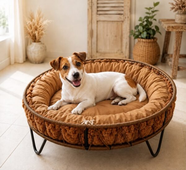 Cama para mascotas 80 cm + Almohadón reversible + Base de Contención (Razas Grandes)