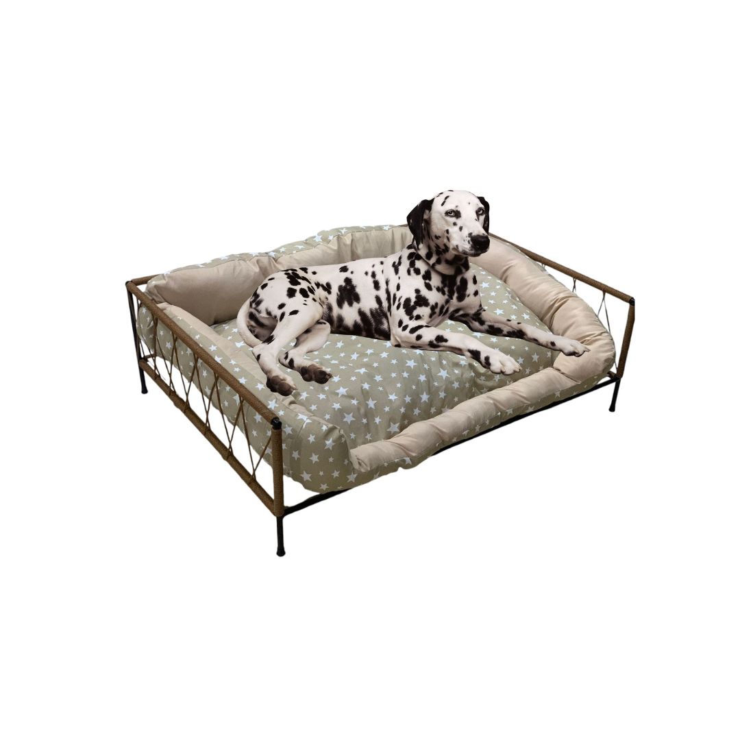 Cama Para Mascotas Rectangular + Base MDF + Almohadon Reversible